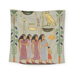 Egyptian Paper Women Child Owl Square Tapestry (small) by Sapixe