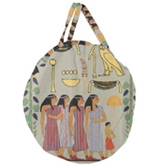 Egyptian Paper Women Child Owl Giant Round Zipper Tote by Sapixe