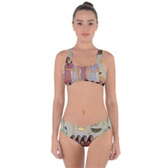 Egyptian Paper Women Child Owl Criss Cross Bikini Set by Sapixe