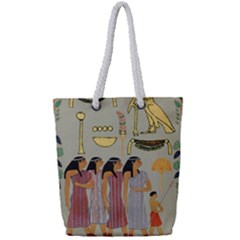 Egyptian Paper Women Child Owl Full Print Rope Handle Tote (small) by Sapixe