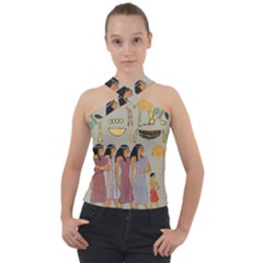 Egyptian Paper Women Child Owl Cross Neck Velour Top by Sapixe