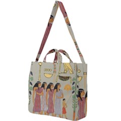 Egyptian Paper Women Child Owl Square Shoulder Tote Bag by Sapixe