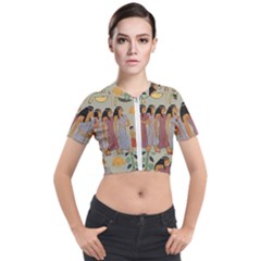 Egyptian Paper Women Child Owl Short Sleeve Cropped Jacket