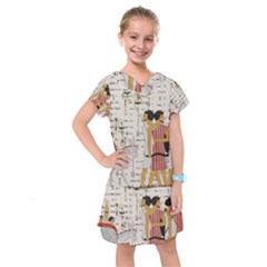 Egyptian Design Men Worker Slaves Kids  Drop Waist Dress by Sapixe