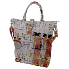 Egyptian Design Men Worker Slaves Buckle Top Tote Bag by Sapixe