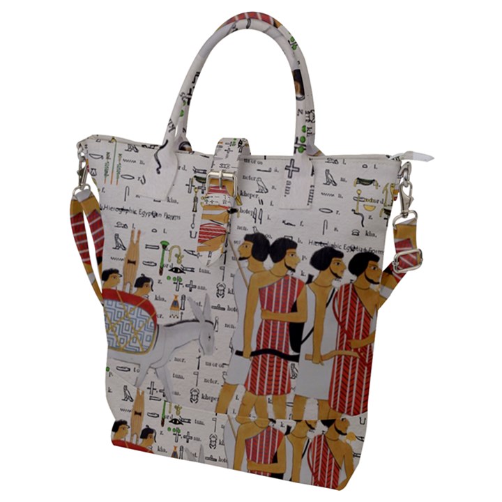 Egyptian Design Men Worker Slaves Buckle Top Tote Bag