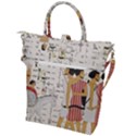 Egyptian Design Men Worker Slaves Buckle Top Tote Bag View2