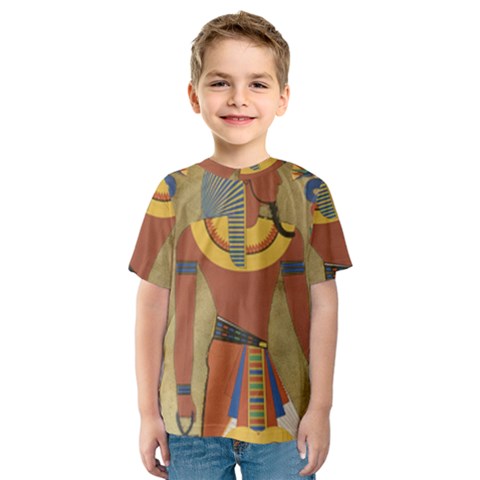 Egyptian Tutunkhamun Pharaoh Design Kids  Sport Mesh Tee by Sapixe