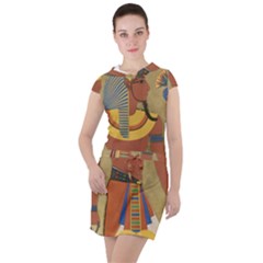 Egyptian Tutunkhamun Pharaoh Design Drawstring Hooded Dress by Sapixe