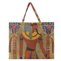 Egyptian Tutunkhamun Pharaoh Design Zipper Large Tote Bag by Sapixe