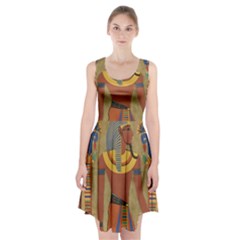 Egyptian Tutunkhamun Pharaoh Design Racerback Midi Dress by Sapixe