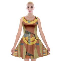 Egyptian Tutunkhamun Pharaoh Design Velvet Skater Dress by Sapixe