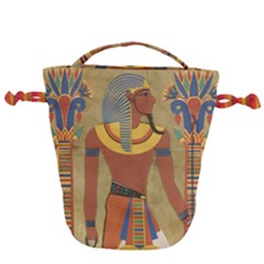 Egyptian Tutunkhamun Pharaoh Design Drawstring Bucket Bag by Sapixe