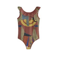 Egyptian Tutunkhamun Pharaoh Design Kids  Frill Swimsuit by Sapixe