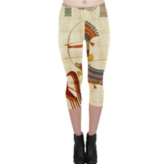 Egyptian Tutunkhamun Pharaoh Design Capri Leggings  by Sapixe