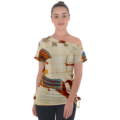 Egyptian Tutunkhamun Pharaoh Design Tie-up Tee by Sapixe