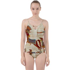 Egyptian Tutunkhamun Pharaoh Design Cut Out Top Tankini Set by Sapixe