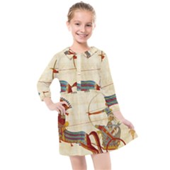 Egyptian Tutunkhamun Pharaoh Design Kids  Quarter Sleeve Shirt Dress by Sapixe