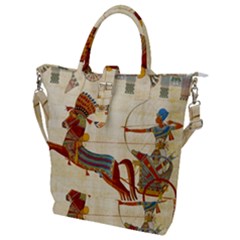 Egyptian Tutunkhamun Pharaoh Design Buckle Top Tote Bag by Sapixe