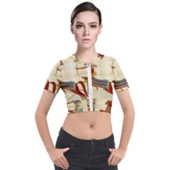 Egyptian Tutunkhamun Pharaoh Design Short Sleeve Cropped Jacket