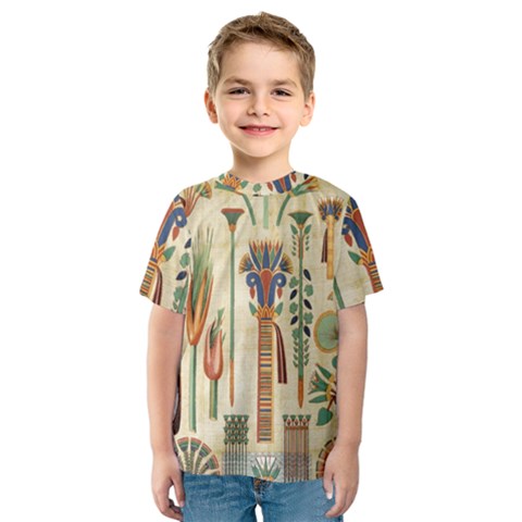 Egyptian Paper Papyrus Hieroglyphs Kids  Sport Mesh Tee by Sapixe