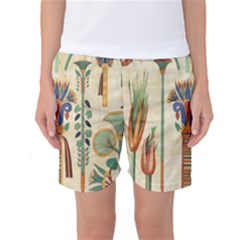 Egyptian Paper Papyrus Hieroglyphs Women s Basketball Shorts by Sapixe