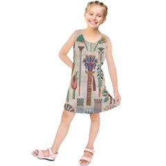 Egyptian Paper Papyrus Hieroglyphs Kids  Tunic Dress by Sapixe