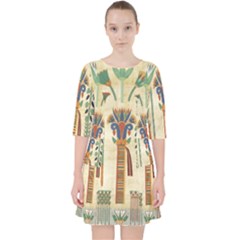 Egyptian Paper Papyrus Hieroglyphs Pocket Dress by Sapixe