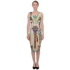 Egyptian Paper Papyrus Hieroglyphs Sleeveless Pencil Dress by Sapixe