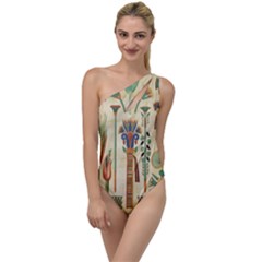 Egyptian Paper Papyrus Hieroglyphs To One Side Swimsuit by Sapixe