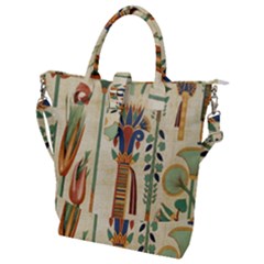 Egyptian Paper Papyrus Hieroglyphs Buckle Top Tote Bag by Sapixe