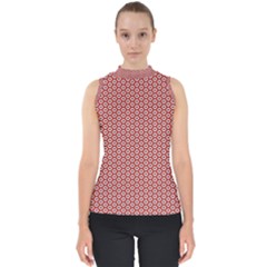 Pattern Star Backround Mock Neck Shell Top