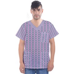 Pattern Star Flower Backround Men s V-neck Scrub Top