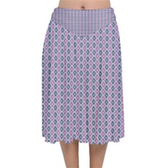 Pattern Star Flower Backround Velvet Flared Midi Skirt