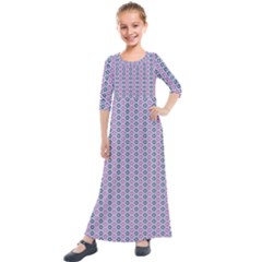 Pattern Star Flower Backround Kids  Quarter Sleeve Maxi Dress