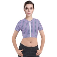 Pattern Star Flower Backround Short Sleeve Cropped Jacket by HermanTelo