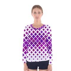 Pattern Square Purple Horizontal Women s Long Sleeve Tee