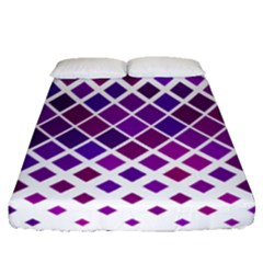 Pattern Square Purple Horizontal Fitted Sheet (queen Size)