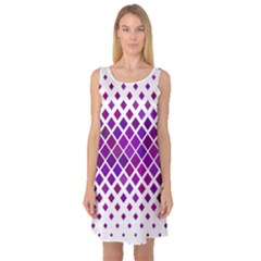 Pattern Square Purple Horizontal Sleeveless Satin Nightdress