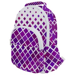 Pattern Square Purple Horizontal Rounded Multi Pocket Backpack