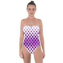 Pattern Square Purple Horizontal Tie Back One Piece Swimsuit