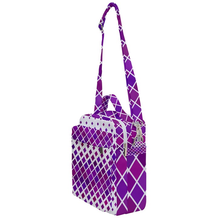 Pattern Square Purple Horizontal Crossbody Day Bag