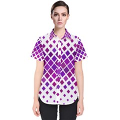 Pattern Square Purple Horizontal Women s Short Sleeve Shirt