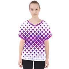 Pattern Square Purple Horizontal V-neck Dolman Drape Top by HermanTelo