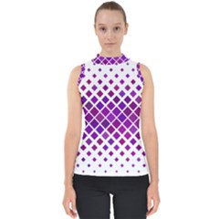 Pattern Square Purple Horizontal Mock Neck Shell Top by HermanTelo