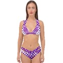 Pattern Square Purple Horizontal Double Strap Halter Bikini Set View1