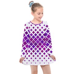 Pattern Square Purple Horizontal Kids  Long Sleeve Dress by HermanTelo