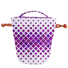 Pattern Square Purple Horizontal Drawstring Bucket Bag