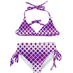 Pattern Square Purple Horizontal Kids  Classic Bikini Set by HermanTelo