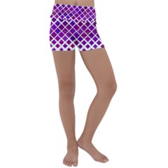 Pattern Square Purple Horizontal Kids  Lightweight Velour Yoga Shorts